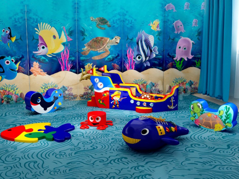 Мягкая игровая комната «Морские обитатели» с комплектацией под ключ