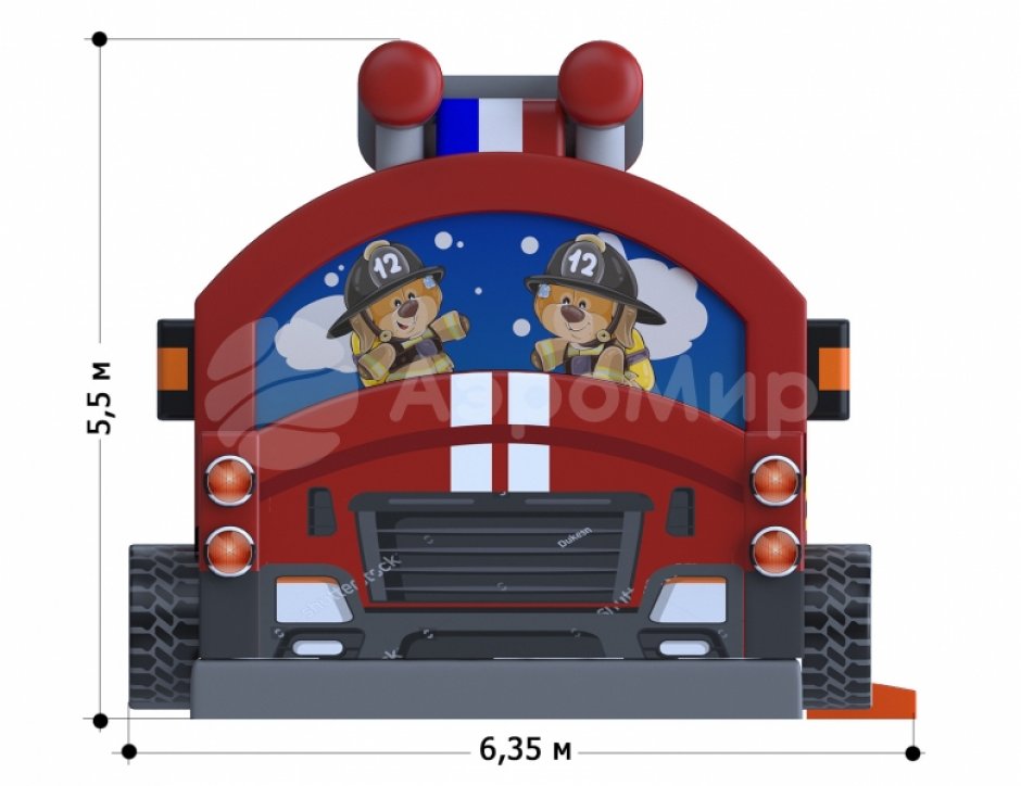 Надувной батут Пожарная машина — авторский коммерческий надувной батут ~35 м²