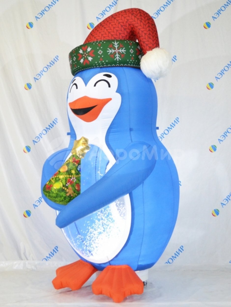 Надувной Пингвин — надувная фигура Пингвина с невероятным эффектом снега и яркой подсветкой