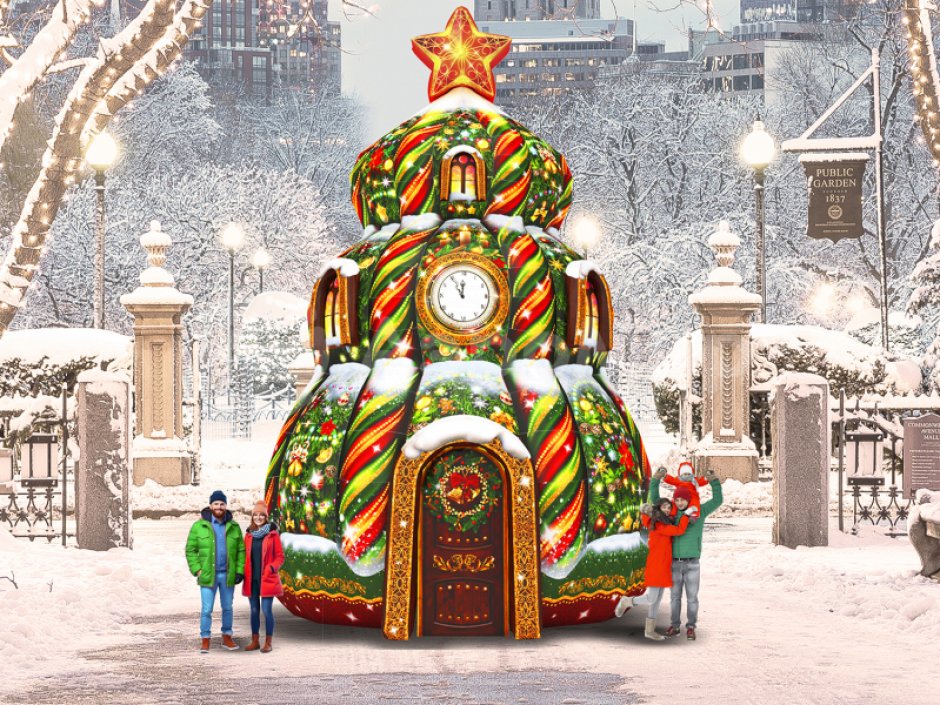 Ёлка дом — новогодняя надувная конструкция с фото зоной внутри