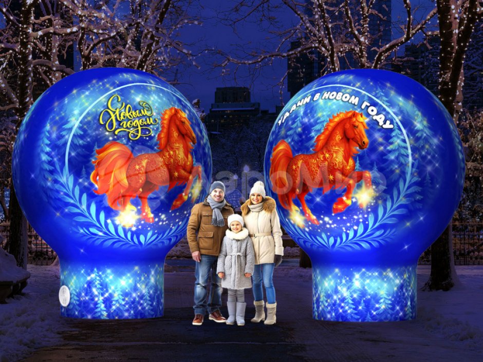 Надувной шар на опоре — круглой формы с полной запечаткой