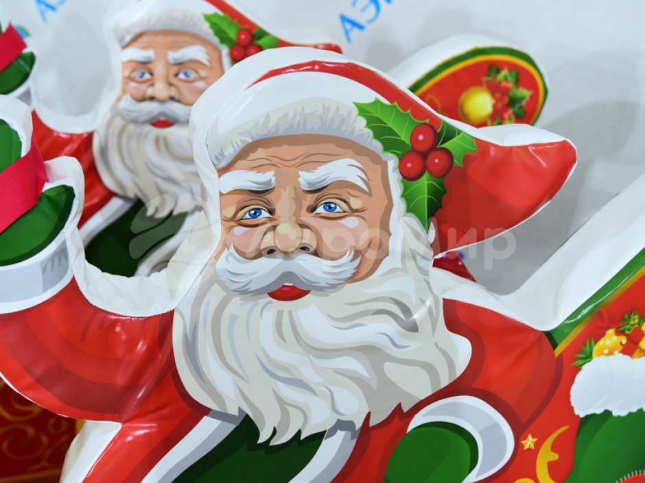 Новогодняя фотозона детская из мягких модулей Дед Мороз в санях