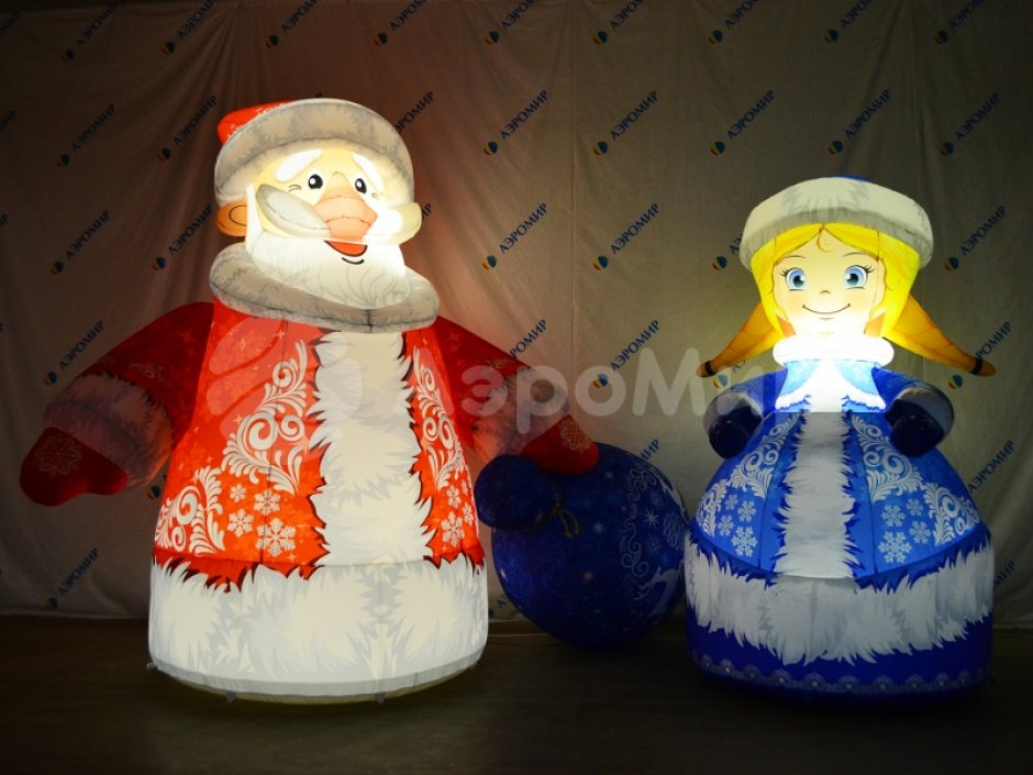 Надувная Снегурочка стандарт 2.0 для улицы с подсветкой