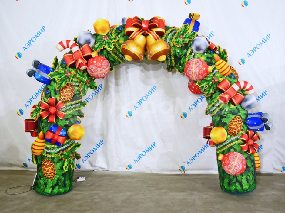 Новогодняя надувная арка в исполнении Эксклюзив с колокольчиками