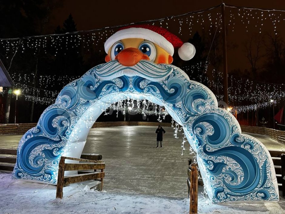 Надувная новогодняя арка с подсветкой Мороз для оформления и декора