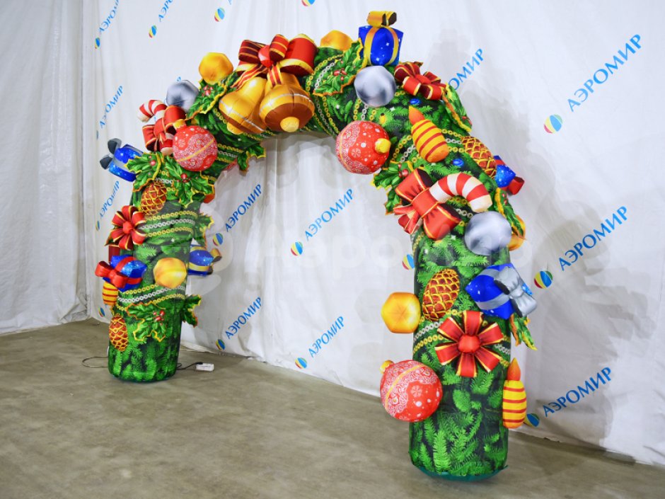 Новогодняя надувная арка в исполнении Эксклюзив с колокольчиками