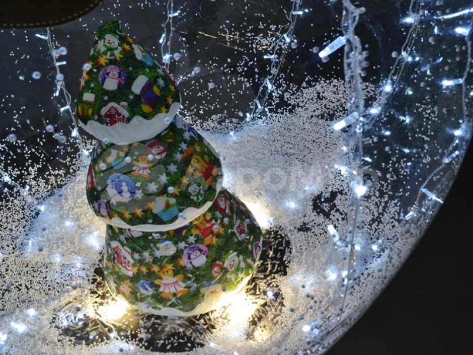 Ёлочный шар с игрушкой внутри — с эффектом вращения и яркой подсветкой