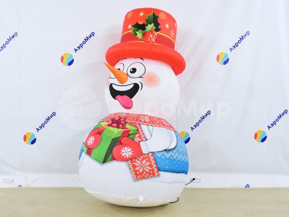 Надувной Снеговик в шляпе — новогодняя фигура для улицы с подсветкой