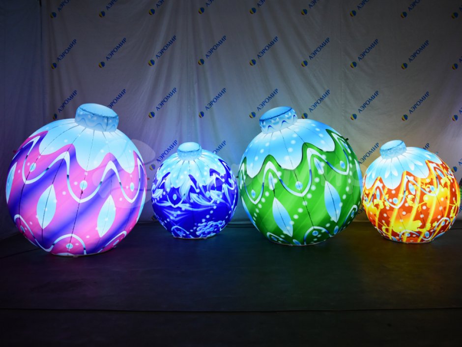Надувные ёлочные шары с подсветкой