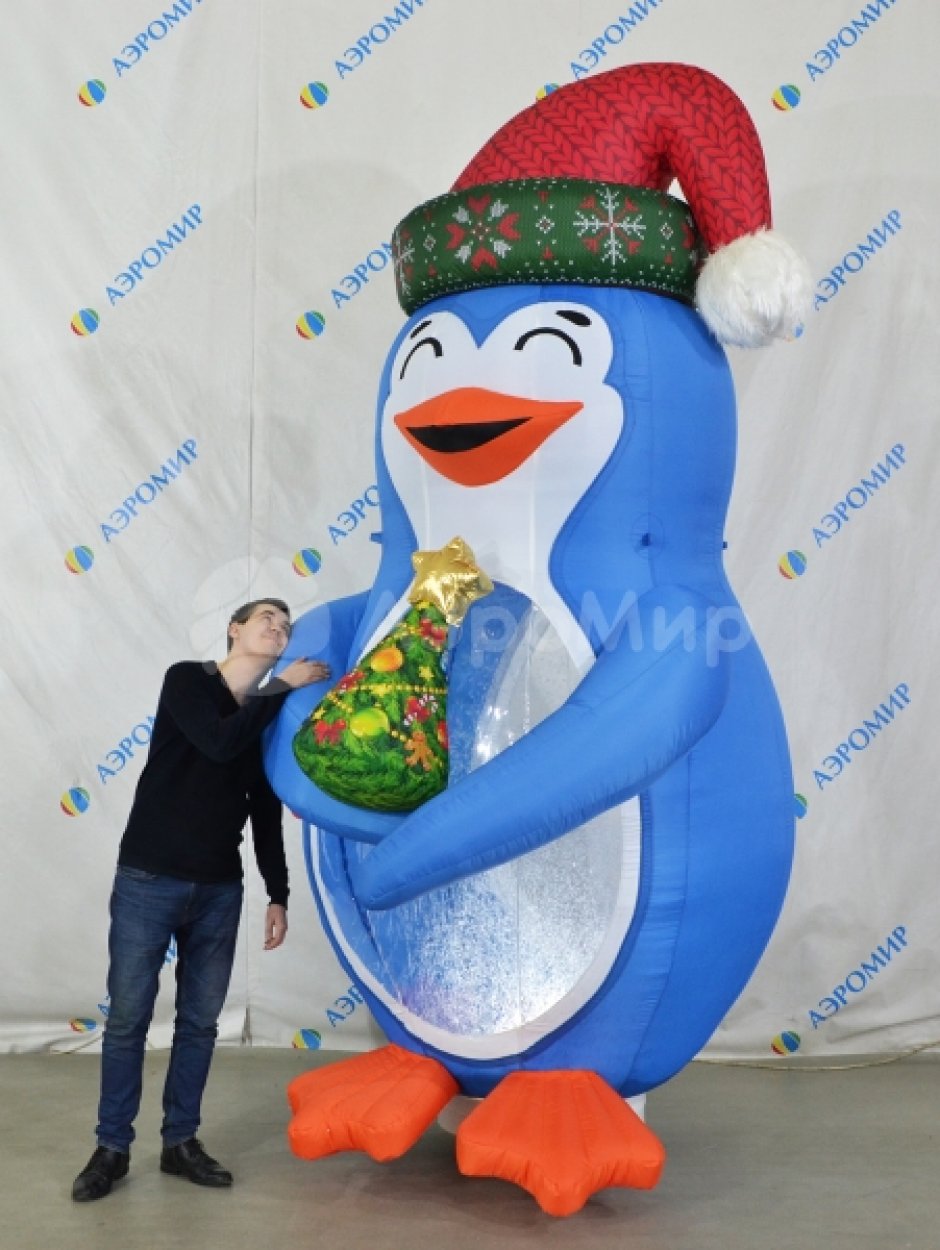 Надувной Пингвин — надувная фигура Пингвина с невероятным эффектом снега и яркой подсветкой