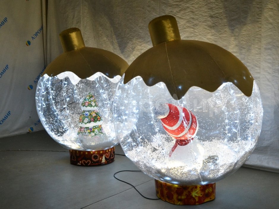 Ёлочный шар с игрушкой внутри — с эффектом вращения и яркой подсветкой