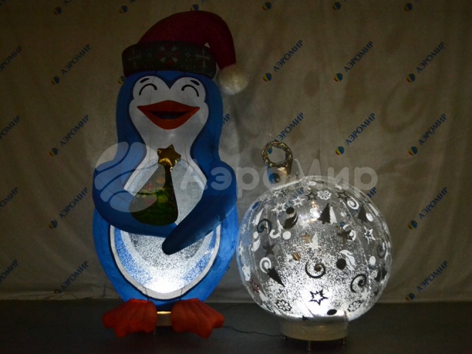 Надувной Пингвин — надувная фигура Пингвина с невероятным эффектом снега и яркой подсветкой