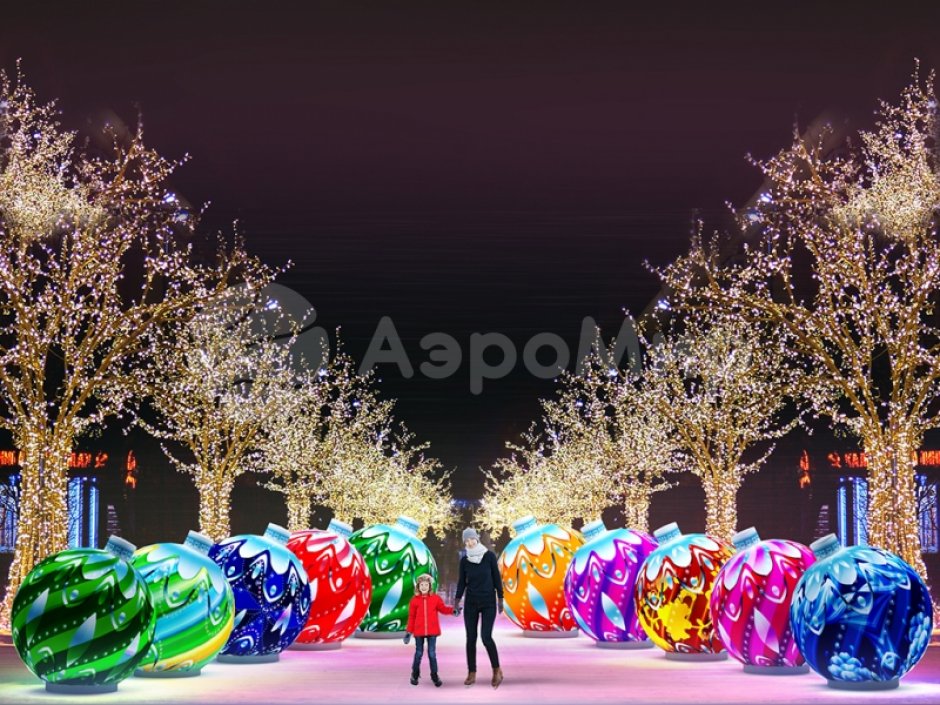 Надувные ёлочные шары с подсветкой