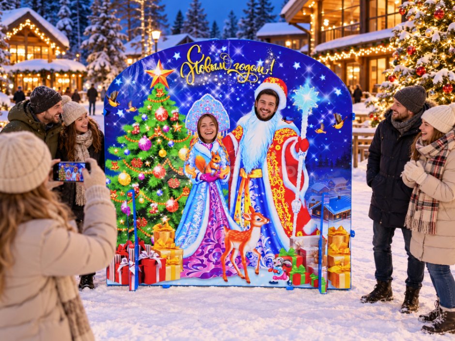 Фотозона Тантамареска Новый год на горнолыжном курорте