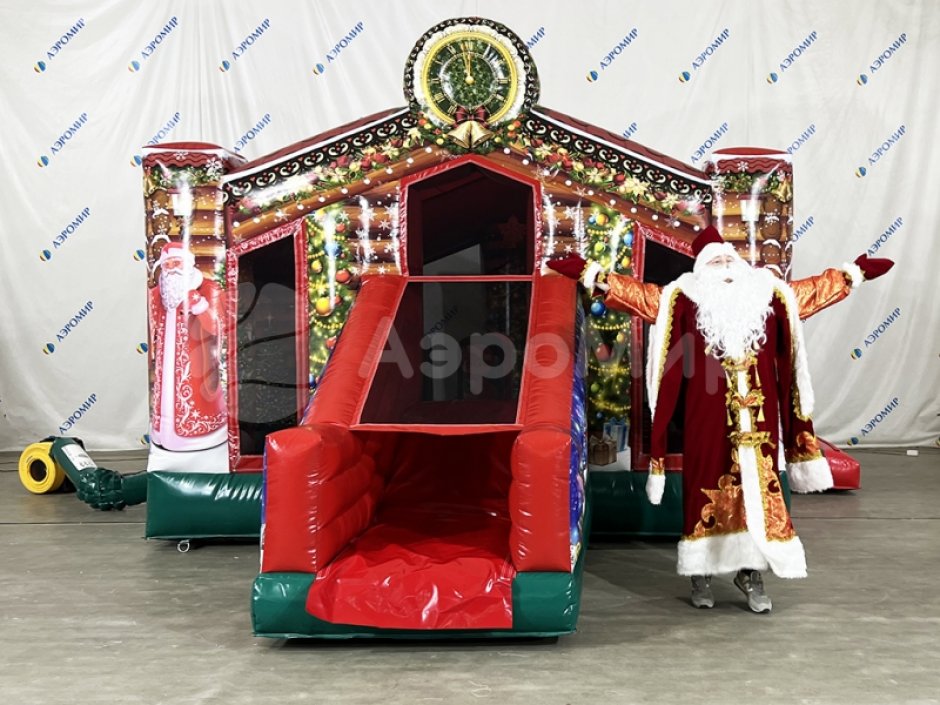 Надувной батут для бизнеса — изба Деда Мороза