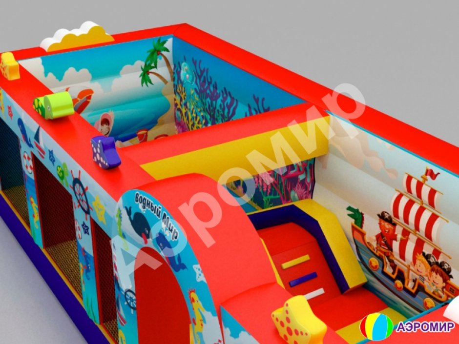 Надувной игровой центр Водный мир — из двух комнат с наполнением «под ключ» на 20 м²