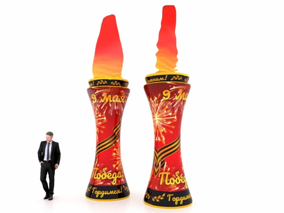 Стела День Победы с имитацией пламени