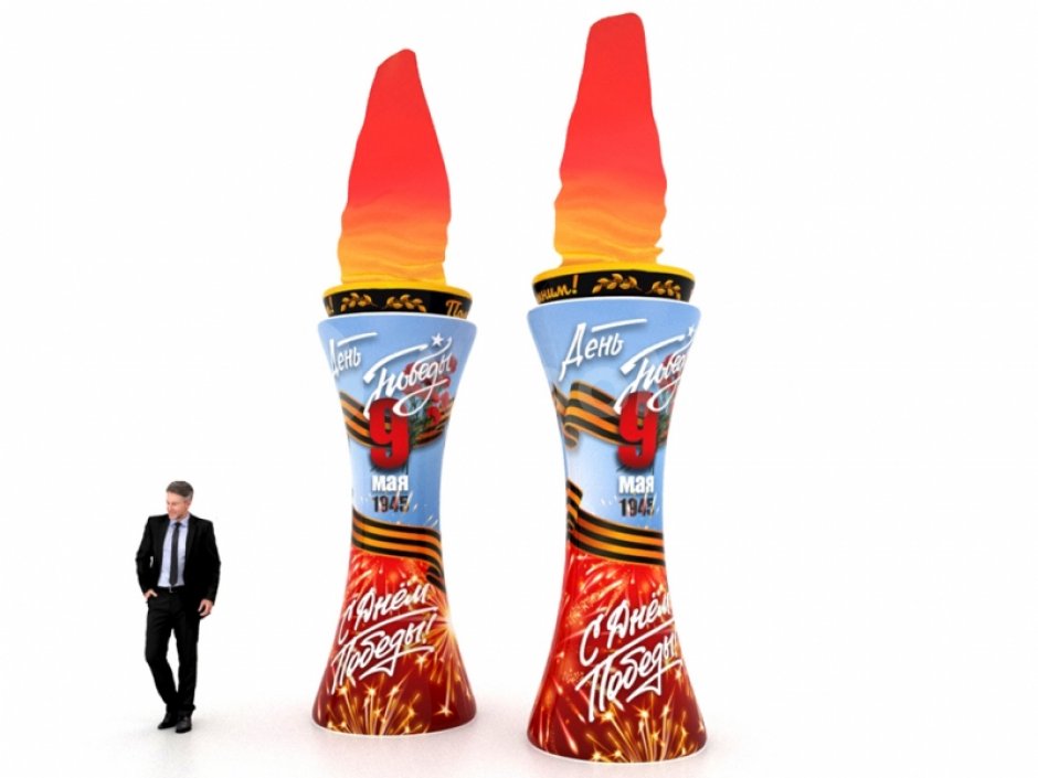 Стела День Победы с имитацией пламени