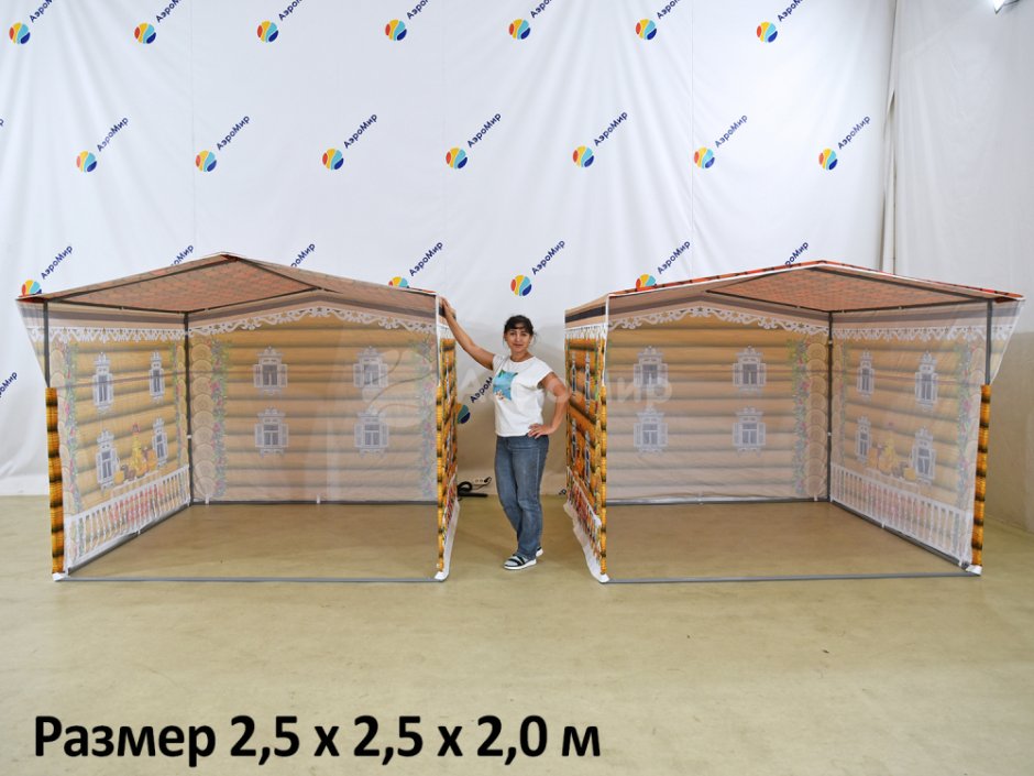 Палатка каркасная с печать избушка