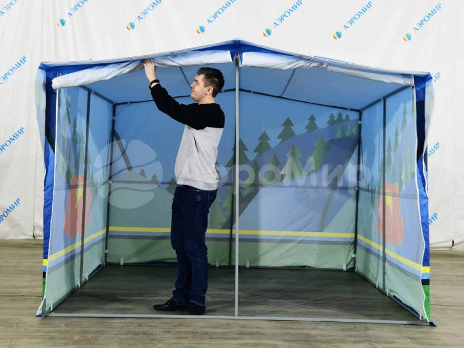 Каркасная палатка шатёр 2,7 х 2,7 м — металлокаркас, материал оксфорд + ПВХ