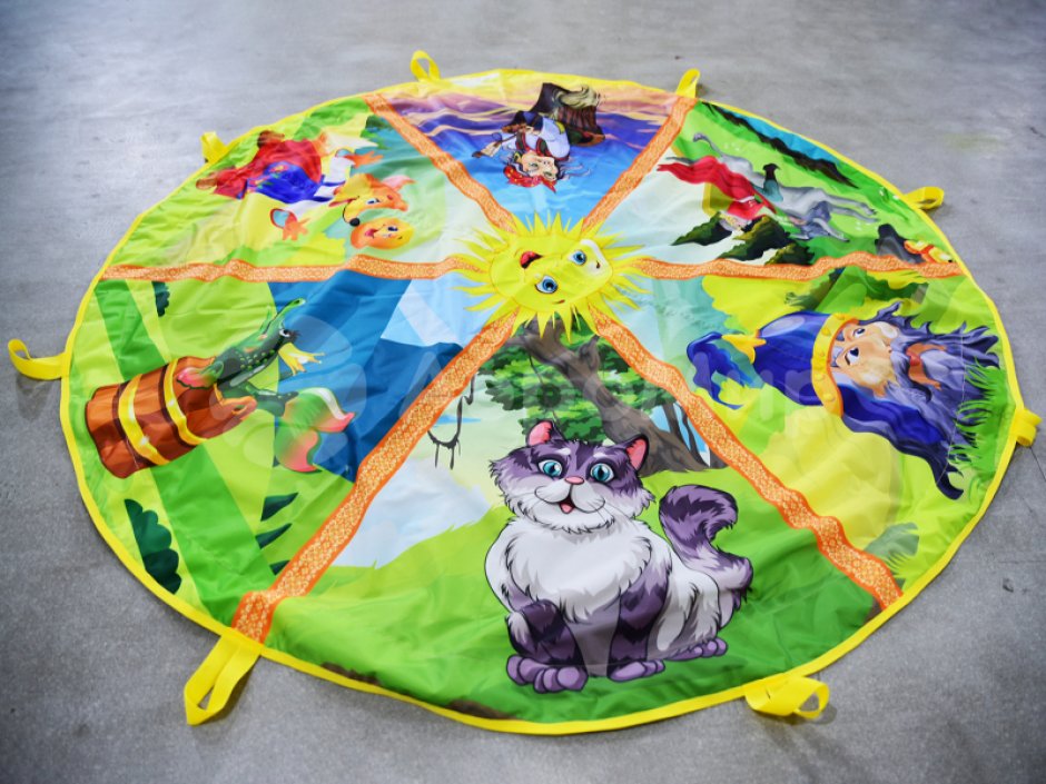 Игровой парашют — реквизит для командных игр, тимбилдинга и аниматоров