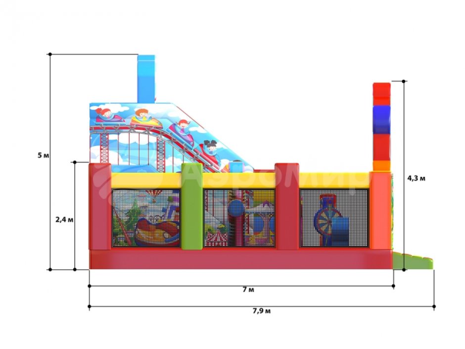 Надувной батут Парк развлечений площадью 56 м²