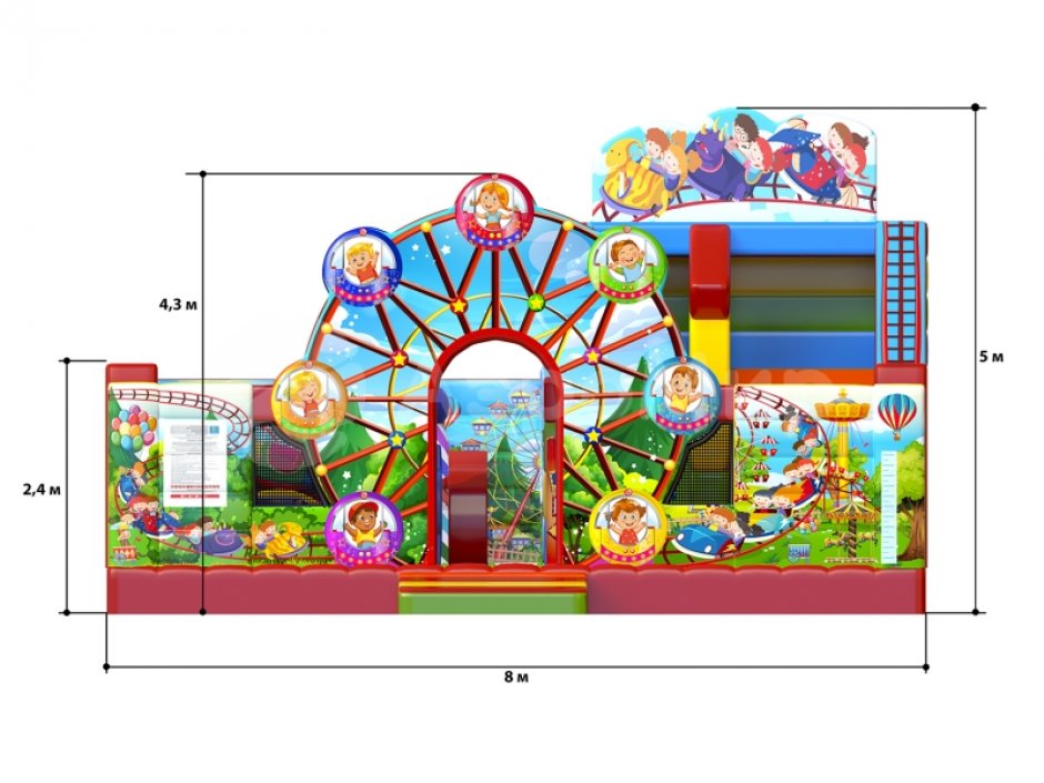 Надувной батут Парк развлечений площадью 56 м²