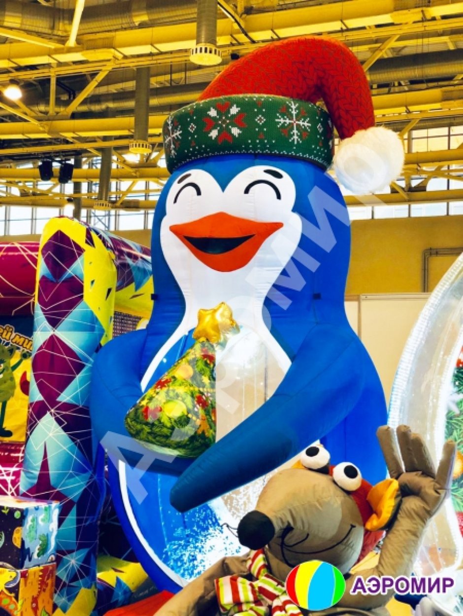 Надувной Пингвин — надувная фигура Пингвина с невероятным эффектом снега и яркой подсветкой