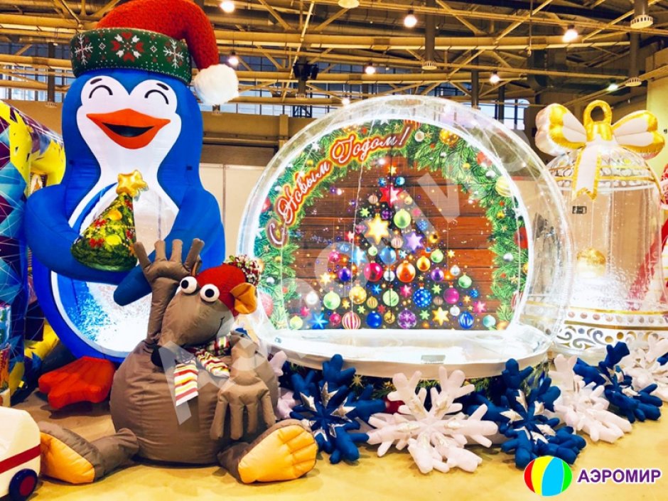 Надувной Пингвин — надувная фигура Пингвина с невероятным эффектом снега и яркой подсветкой