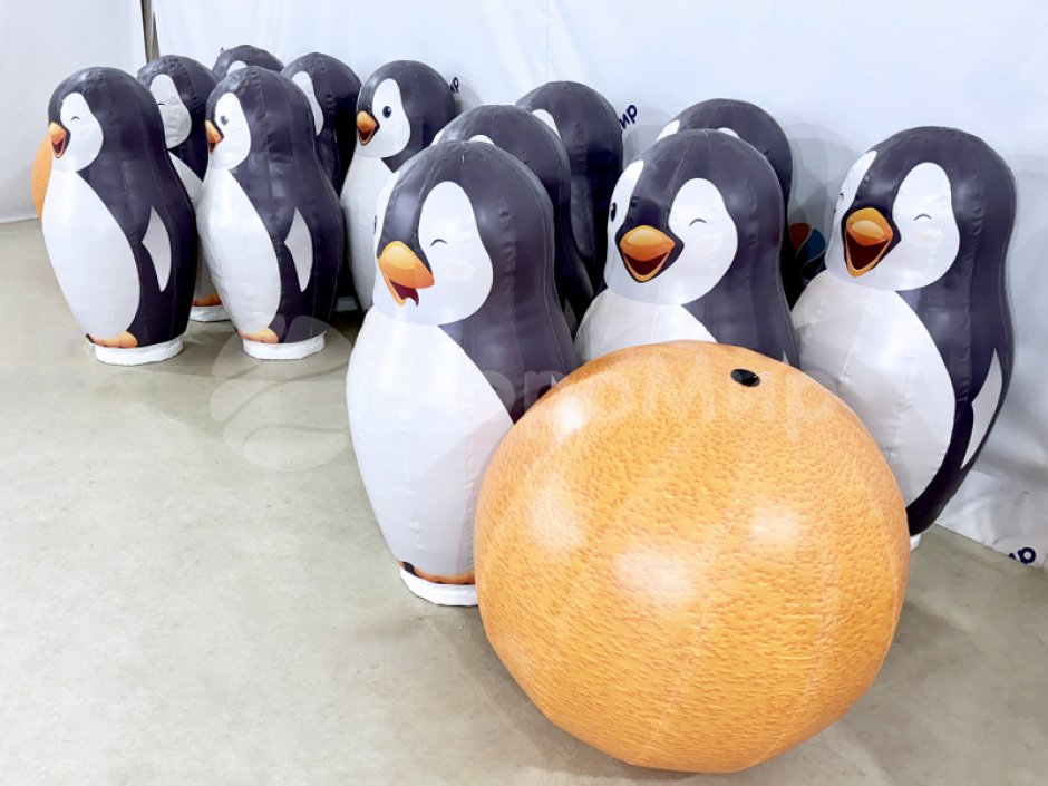 Большие надувные кегли с мячом