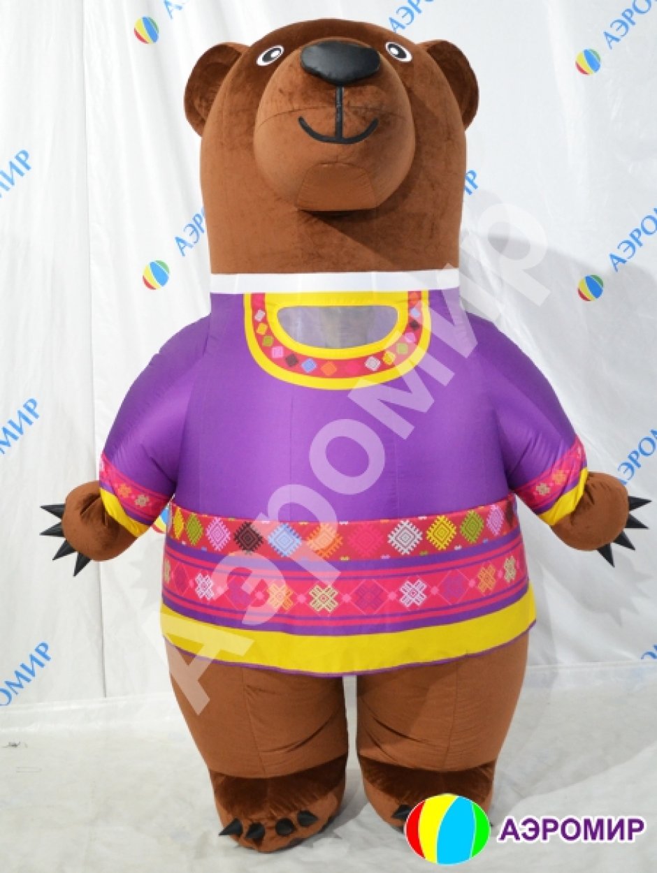 Надувной костюм Медведя в национальных костюмах и рубахах