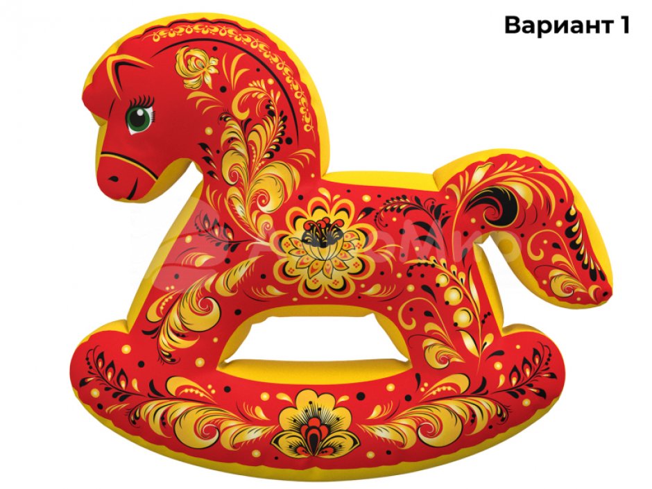 Конь-качалка-подушка хохлома