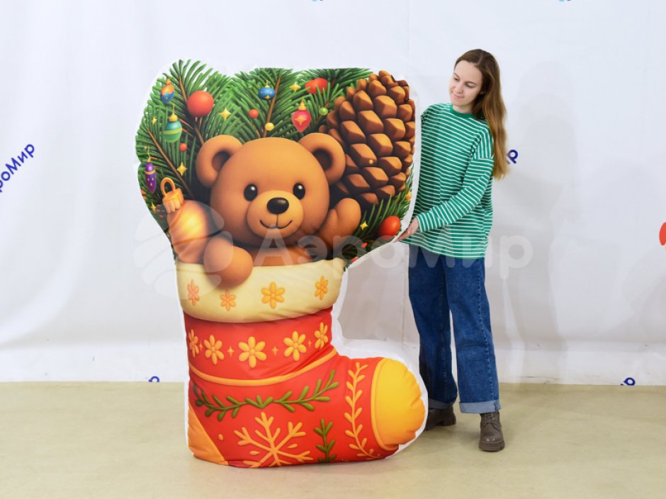 Носок новогодний подушка — яркий и легкий реквизит для шоу, игры и развлечений