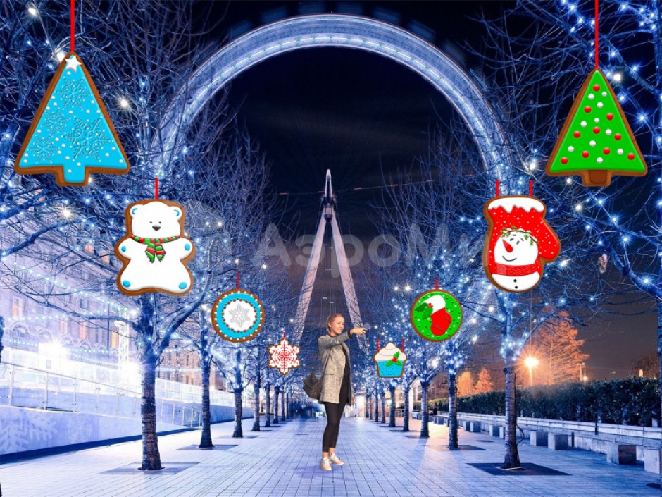 Подвесные новогодние игрушки для улицы