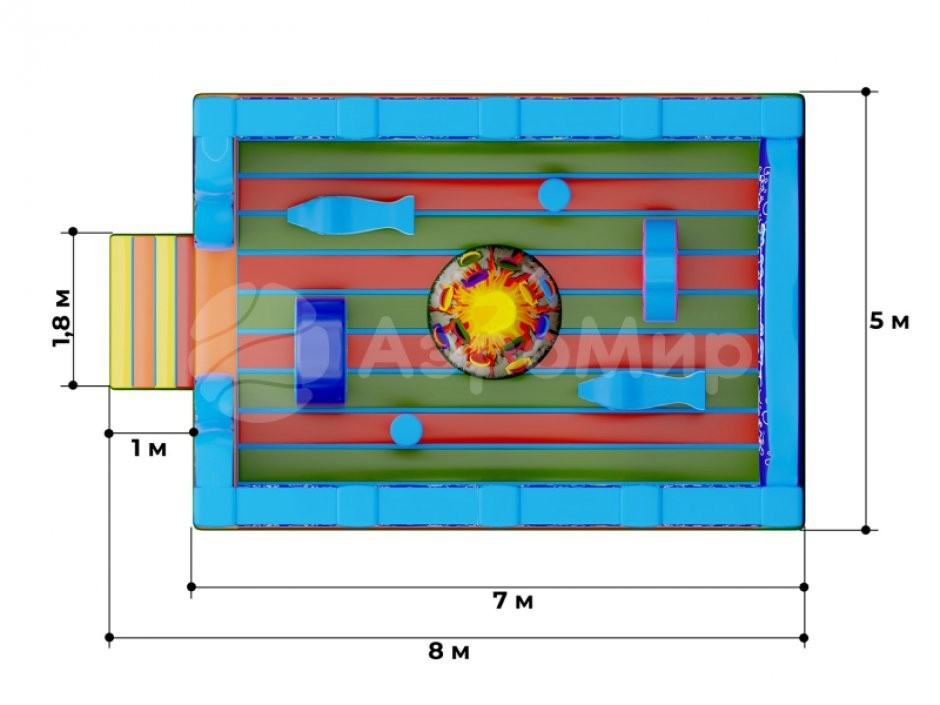 Надувной батут Подводный мир — коммерческий батут на 35 м²