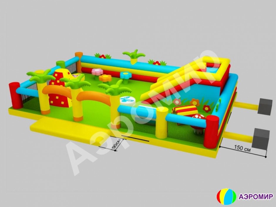 Надувной батут Островок — с горкой на 45 м²