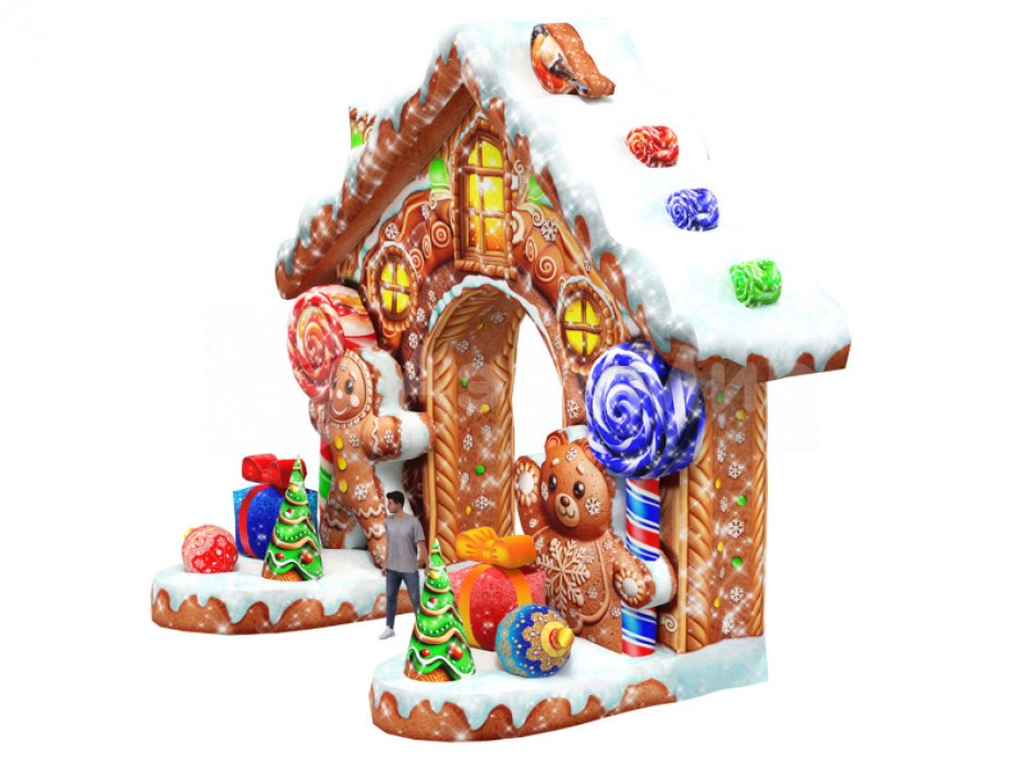 Пряничный домик — надувная новогодняя арка-фотозона