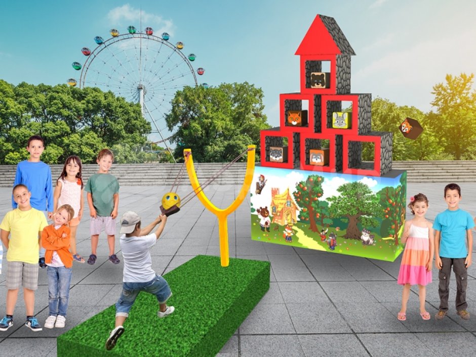 Гигантская Рогатка — большой командный аттракцион на меткость и ловкость