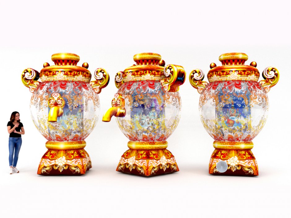 Прозрачный надувной самовар