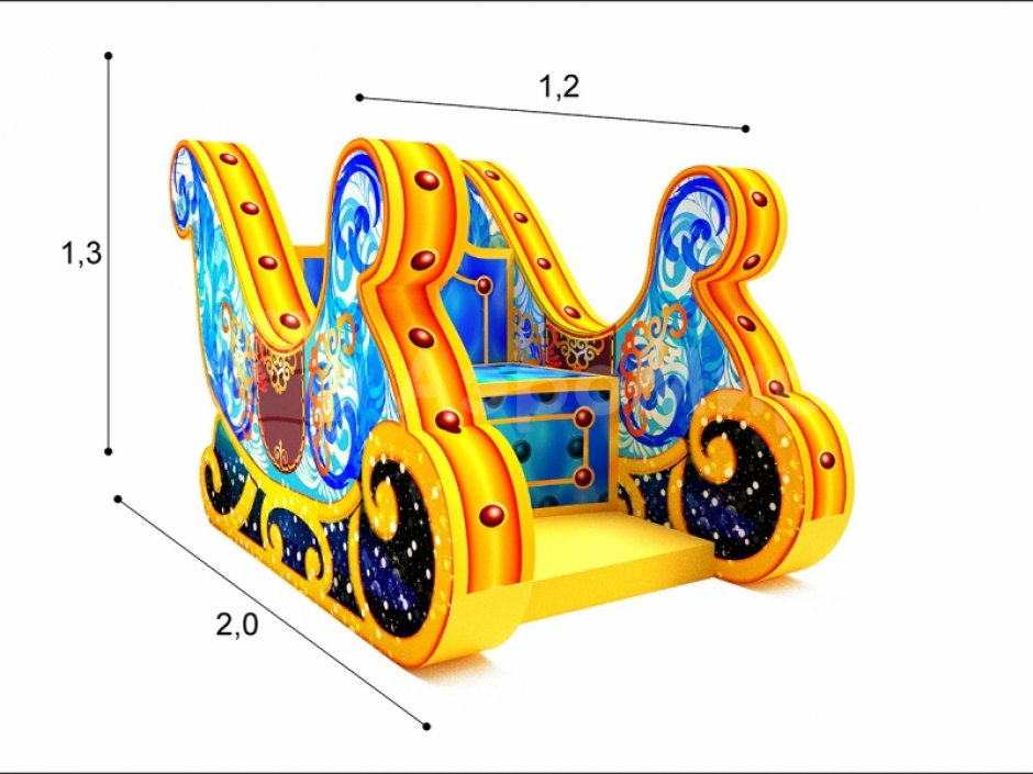 Новогодняя фотозона — Сани с тройкой