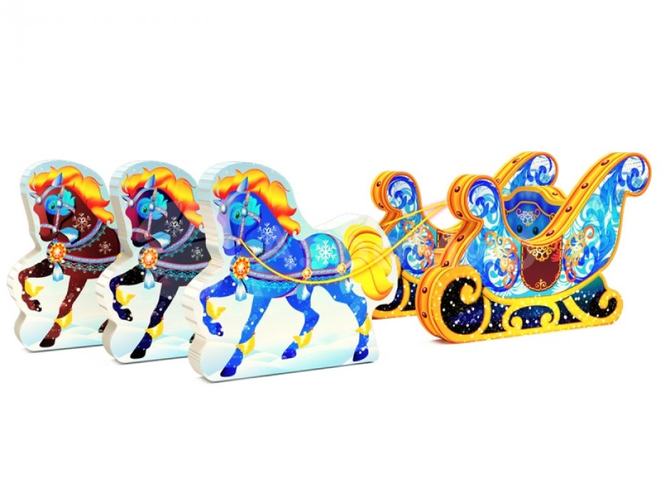 Новогодняя фотозона — Сани с тройкой