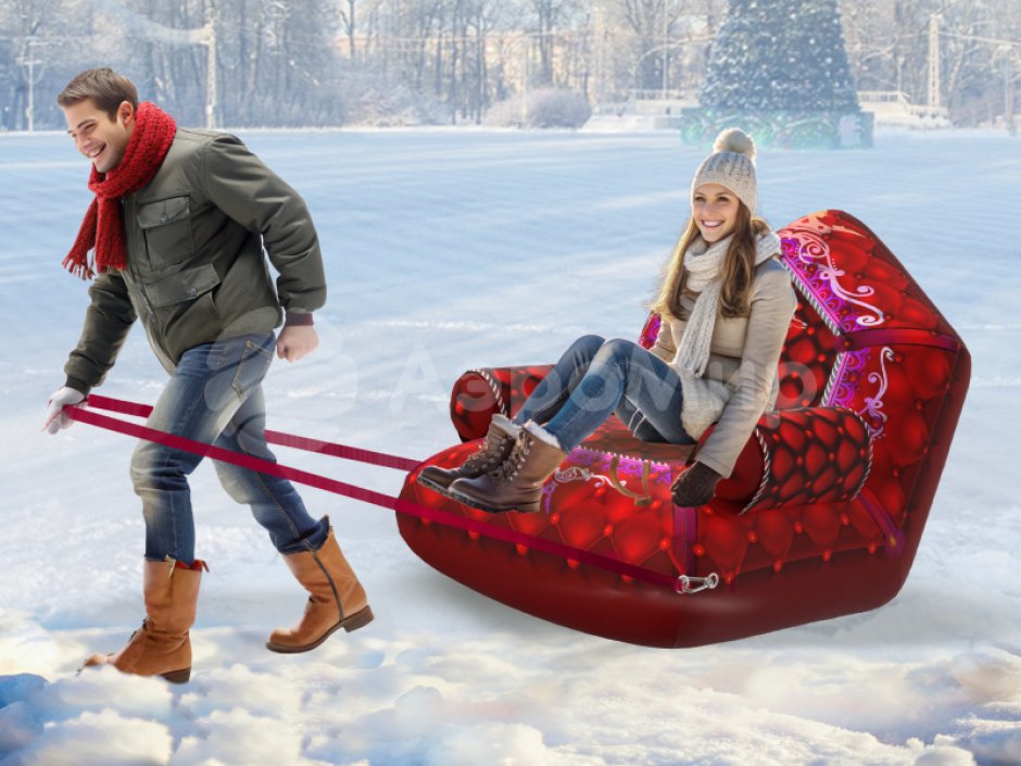 Надувные сани-трон — игровой реквизит для эстафет и развлечений на открытом воздухе