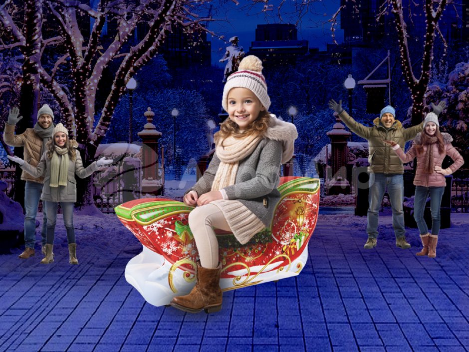 Мягкий игровой модуль Саночки — зимние и новогодние развлечения, декор