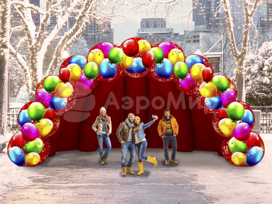Надувная сцена Веер с шариками — праздничное оформление