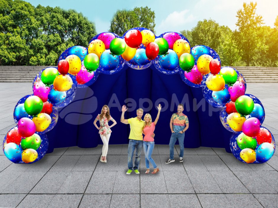 Надувная сцена Веер с шариками — праздничное оформление