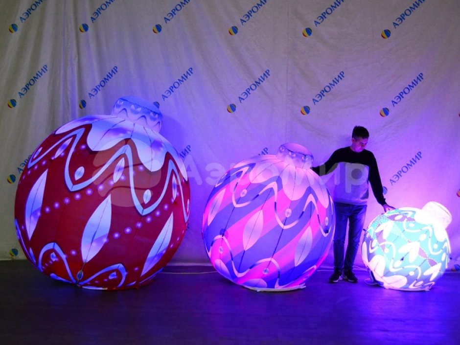 Надувные ёлочные шары с подсветкой