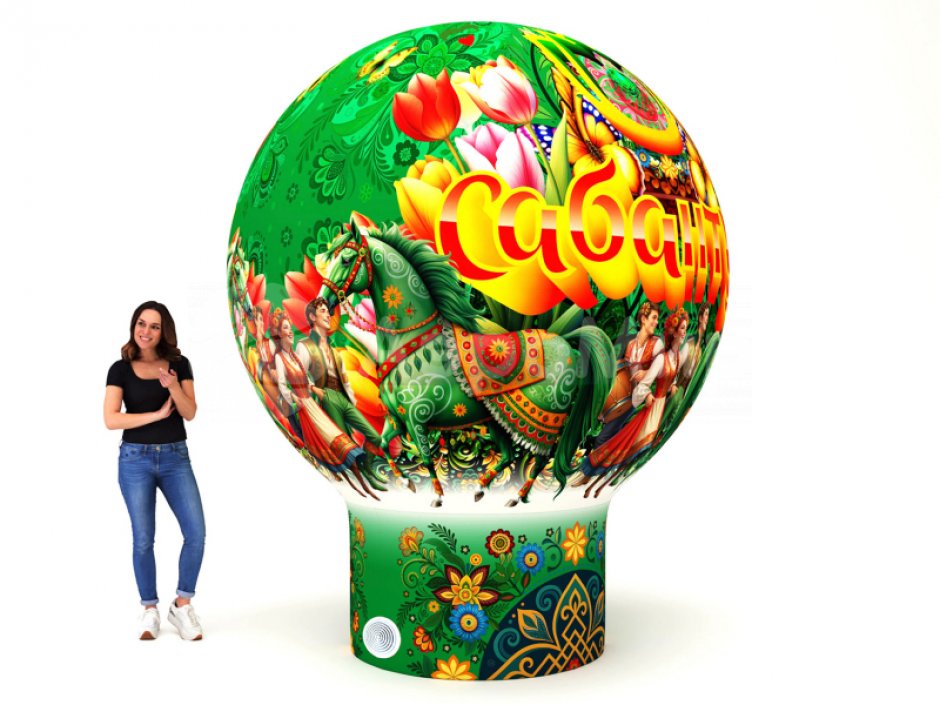 Надувной шар на опоре — круглой формы с полной запечаткой