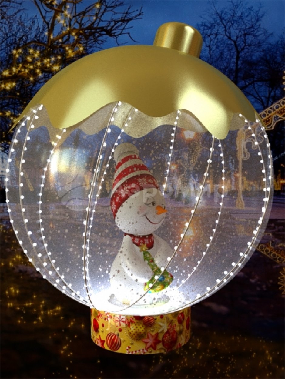 Ёлочный шар с игрушкой внутри — с эффектом вращения и яркой подсветкой