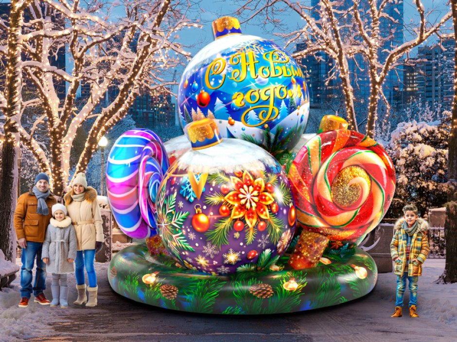 Новогодняя фигура Шары и леденцы