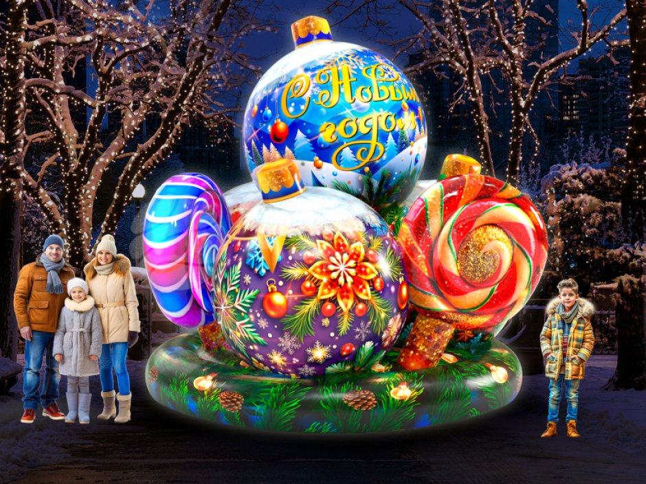 Новогодняя фигура Шары и леденцы